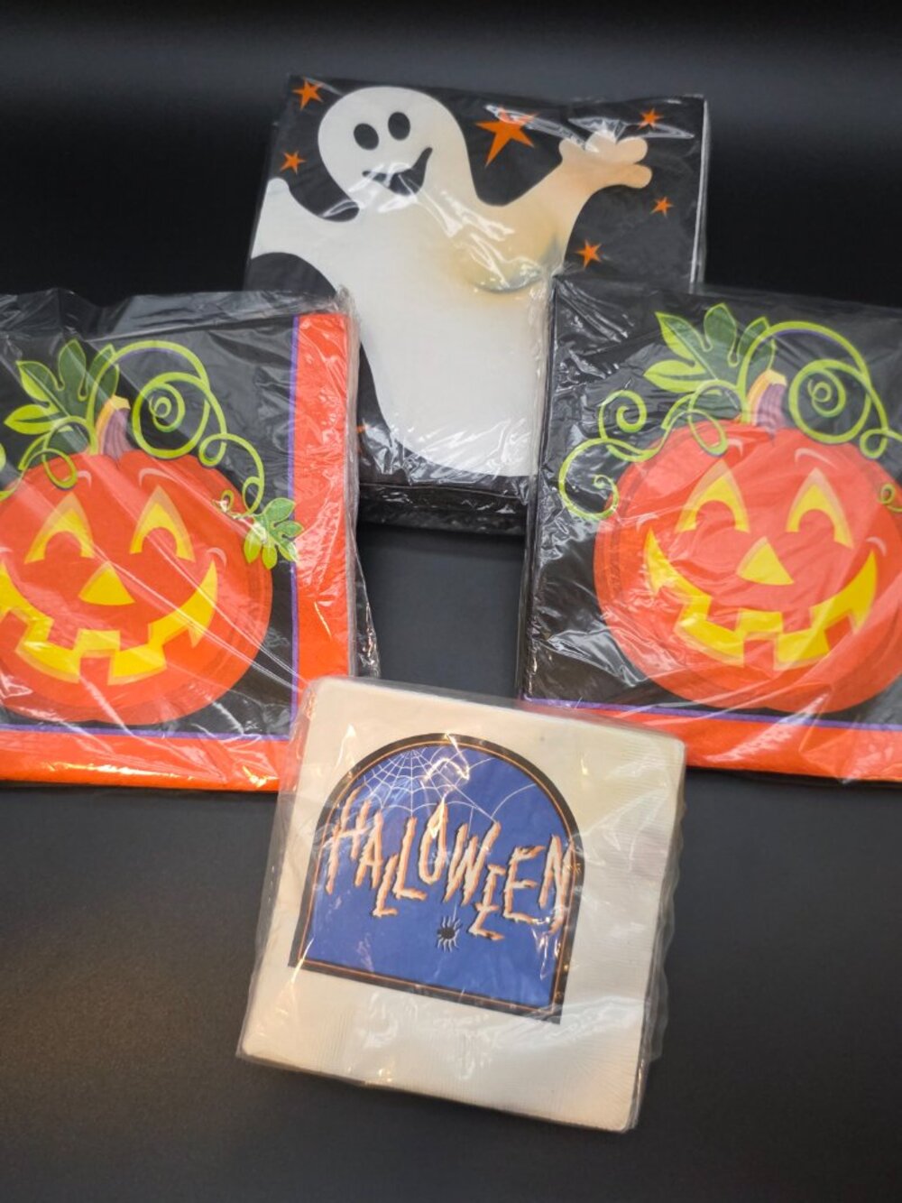 Lot Of 4 Packs Of Vintage Halloween Paper Napkins jack o lantern ghost